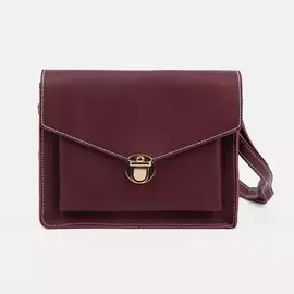 Сумка-мессенджер на клапане, наружный карман, длинный ремень, цвет бордовый