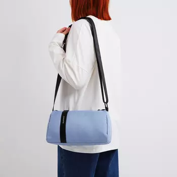 Сумка молодежная на молнии, цвет голубой