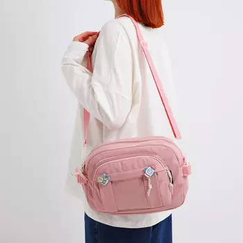 Сумка молодежная на молнии, цвет розовый