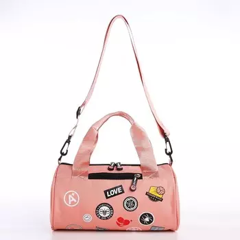 Сумка молодежная на молнии, цвет розовый