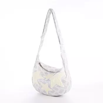 Сумка молодежная на молнии, цвет серый/белый