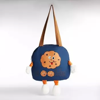 Сумка молодежная на молнии, цвет синий