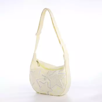 Сумка молодежная на молнии, цвет желтый/белый