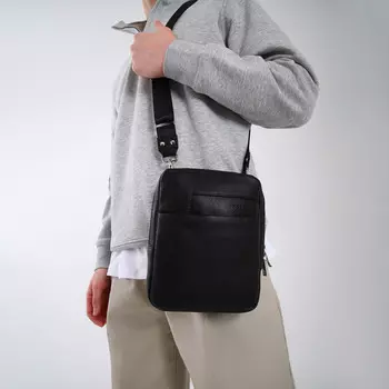 Сумка мужская через плечо, textura, искусственная кожа, цвет черный