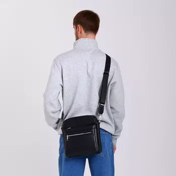 Сумка мужская через плечо на молнии textura, 2 наружных кармана, черная