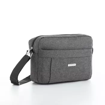 Сумка мужская через плечо на молнии, 2 наружных кармана, серая
