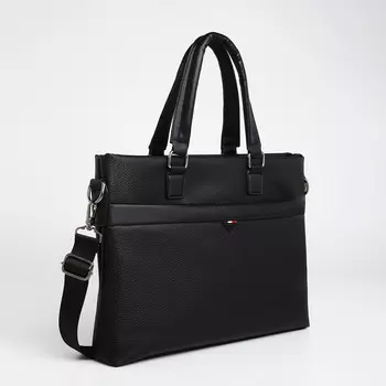 Сумка мужская деловая textura, 2 наружных кармана, цвет черный