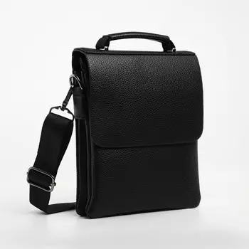 Сумка планшет мужская textura, 2 отдела на молнии, наружный карман, черная