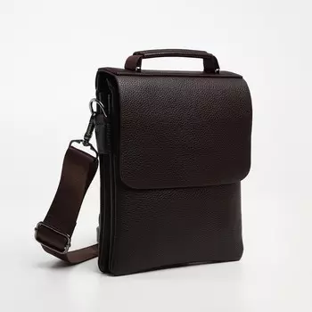 Сумка планшет мужская textura, 2 отдела на молнии, наружный карман, коричневая