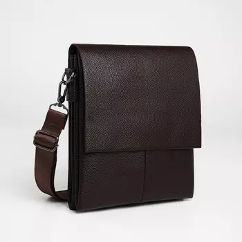 Сумка планшет мужская textura, 2 отдела на молнии, наружный карман, коричневая