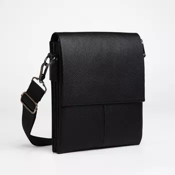 Сумка планшет мужская textura, 2 отдела на молнии, наружный карман, черная