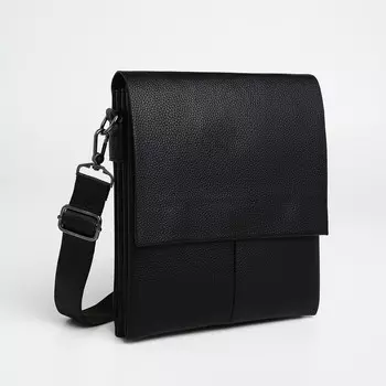 Сумка планшет мужская textura, 2 отдела на молнии, наружный карман, черная