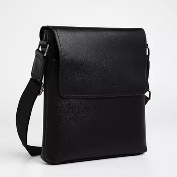 Сумка планшет мужская textura, 2 отдела на молнии, 2 наружных кармана, черная