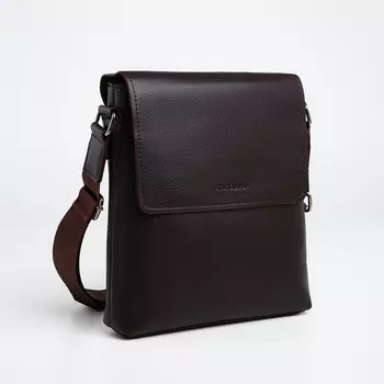 Сумка планшет мужская textura, 2 отдела на молнии, 2 наружных кармана, коричневая