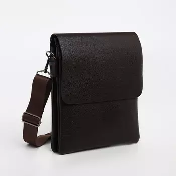 Сумка планшет мужская textura, 2 отдела на молнии, наружный карман, коричневая