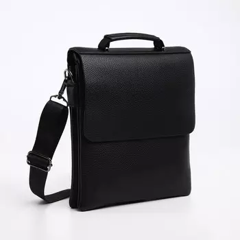 Сумка планшет мужская textura, 2 отдела на молнии, наружный карман, черная