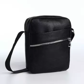 Сумка мужская через плечо на молнии, наружный карман,, черная