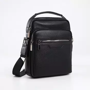 Сумка мужская на молнии textura, 3 наружных кармана, цвет черный