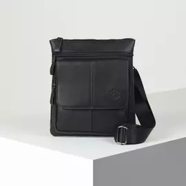 Сумка мужская на молнии, наружный карман, цвет чёрный