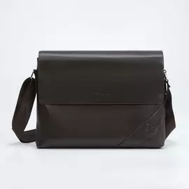 Сумка мужская на молнии, наружный карман, цвет коричневый