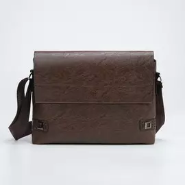 Сумка мужская на молнии, наружный карман, цвет коричневый