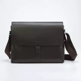 Сумка мужская на молнии, наружный карман, цвет коричневый