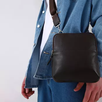 Сумка мужская на молнии textura, цвет темно-коричневый