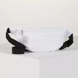 Сумка на пояс anti anti social, 32х8х15 см, отд на молнии, цвет белый