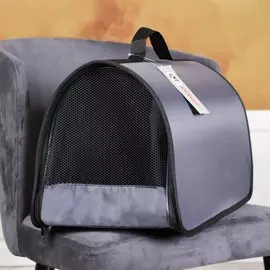 Сумка-переноска для животных каркасная №4, 50х25х28 см, нейлон, серая