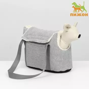 Сумка-переноска утепленная warm №1, с карманом, 35 х 16 х 25 см, серая