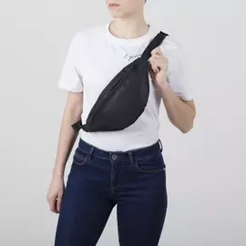 Сумка поясная, цвет чёрный, отдел на молнии, цветная подкладка