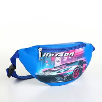 Сумка поясная детская на молнии, цвет синий