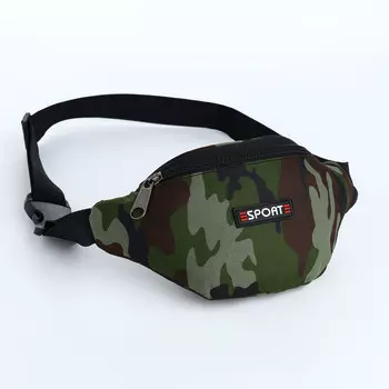 Сумка поясная детская на молнии, цвет зеленый