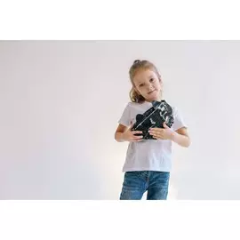 Сумка детская для девочки поясная black cat, с пайетками, на молнии, черная