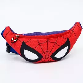 Сумка поясная детская для мальчика, два кармана, 25х6х13 см, человек-паук