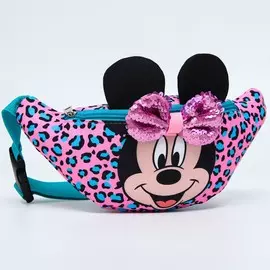 Сумка поясная детская для девочки, с ушками, 25х6х13 см, минни маус