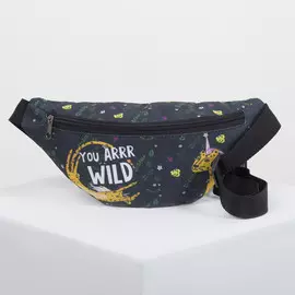 Сумка поясная wild 32х8х15 см, отдел на молнии, цвет черный