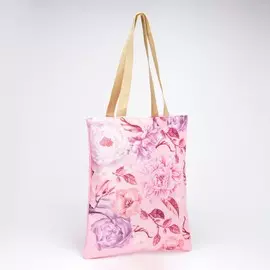 Сумка-шопер цветочный принт без молнии, без подкладки, цвет розовый