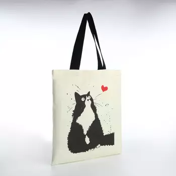 Сумка шопер без застежки, из текстиля, цвет бежевый