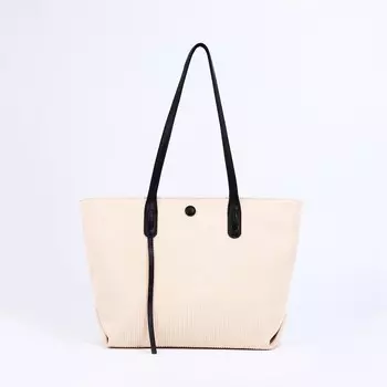 Сумка-шопер женская на молнии, размер 391425 см, бежевая