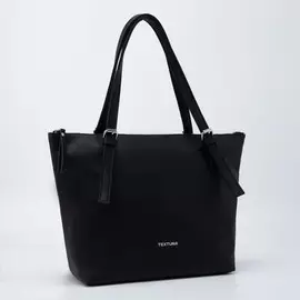 Сумка-шопер на молнии, наружный карман, цвет чёрный