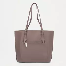 Сумка-шопер на молнии, наружный карман, цвет коричневый