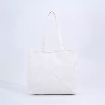 Сумка-шопер женская на молнии, размер 39930 см, однотонная, белая