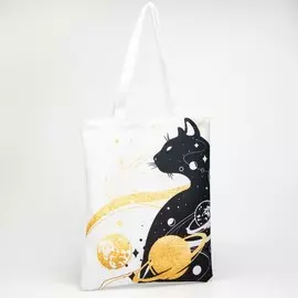 Сумка-шопер космический без молнии, без подкладки, цвет белый