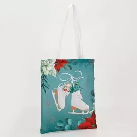 Сумка-шопер коньки без молнии, без подкладки, цвет бирюзовый