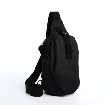 Сумка-слинг на молнии, 3 наружных кармана, черная