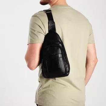 Сумка-слинг мужская, искусственная кожа, цвет черный