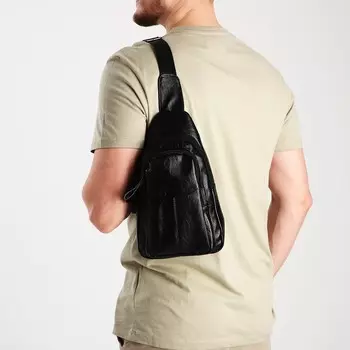 Сумка-слинг мужская, искусственная кожа, цвет черный