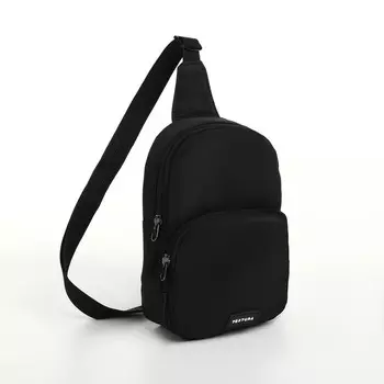 Сумка-слинг на молнии textura, наружный карман, цвет черный