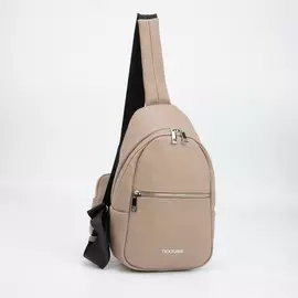 Сумка-слинг на молнии, кошелёк, цвет тёмно-бежевый